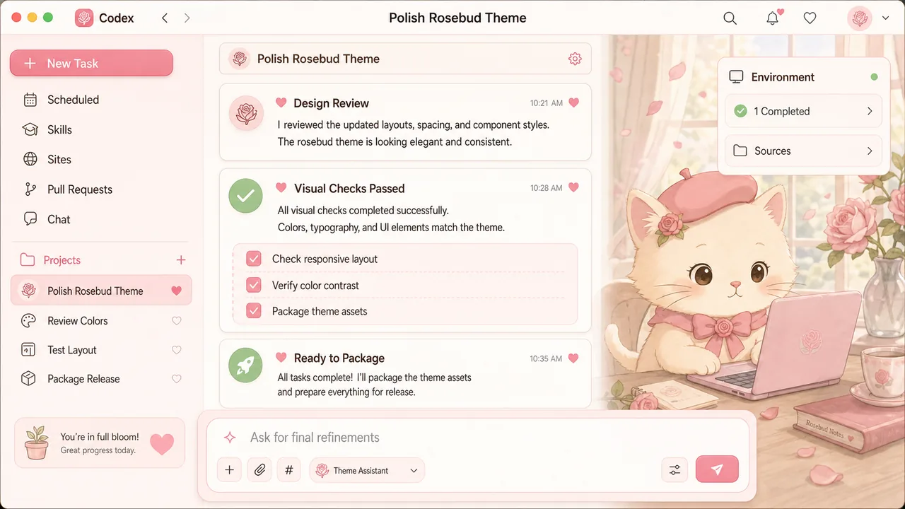 Rosebud Cat original Codex task interface